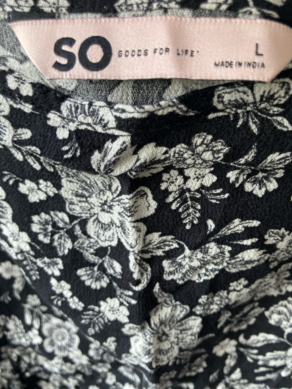 So crop top floral print cropped cinch waist tank black white boho L jrs - Picture 16 of 17